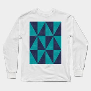 Geometric Triangle Pattern - Turquoise, Blue Concrete Long Sleeve T-Shirt